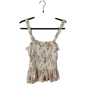 Patrons of peace paisley orange green smocked top medium